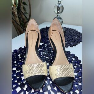 Loeffler Randall charlotte d orsay pump buff Snake skin heels size 9.5